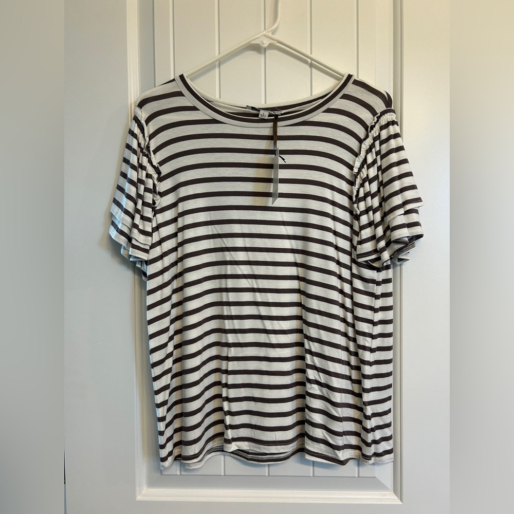 Green Envelope brown and White Striped Tee
